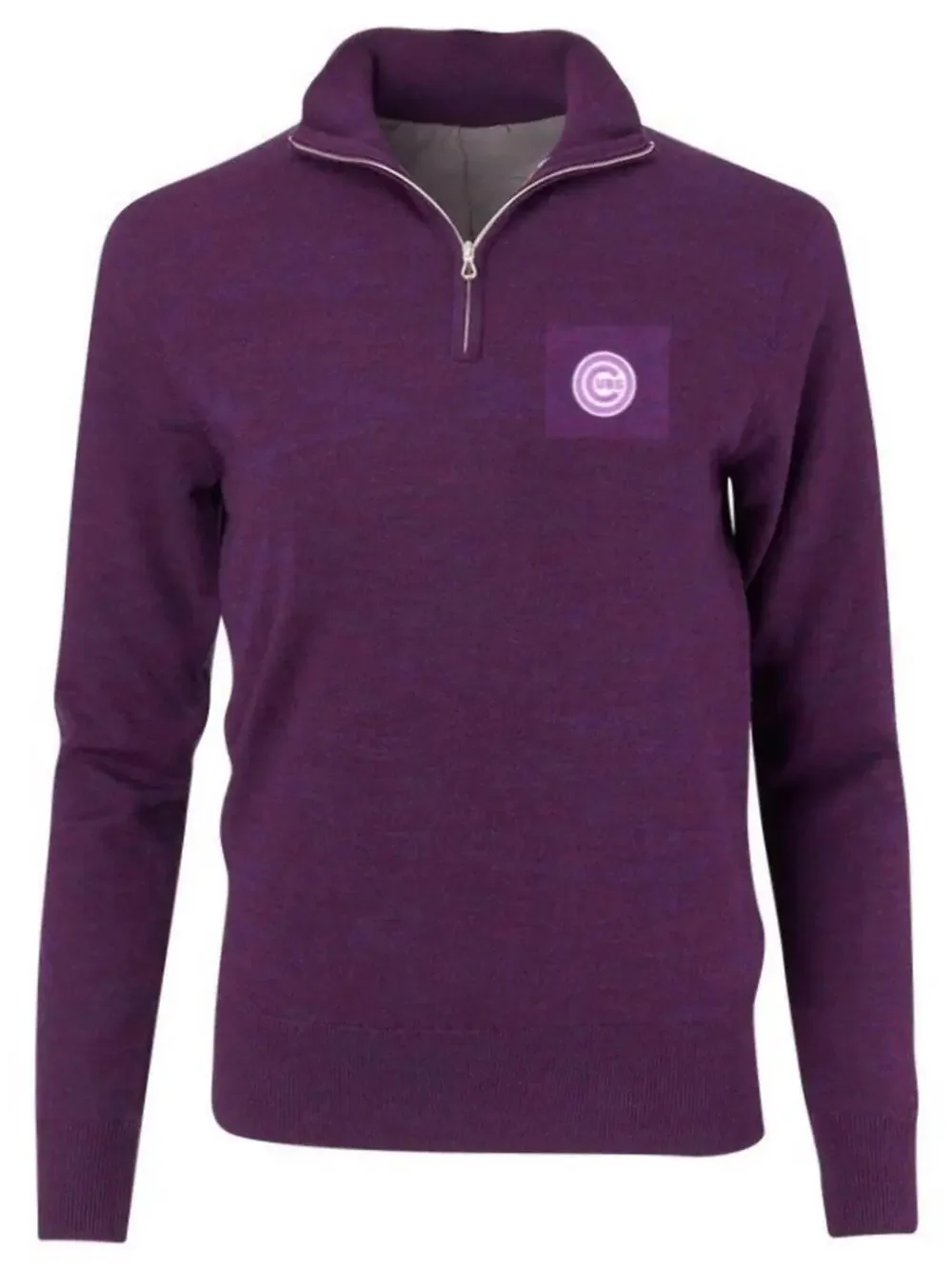 Full Turn Medium $198 Chicago Cubs Purple Loro Piana Merino Wool Quarter Zip
